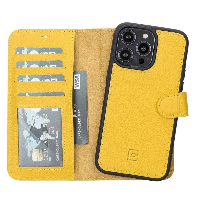 Apple iPhone 14 Series Leather Wallet Case / MWWN - Window Magic iPhone 14 / FLOATER YELLOW Bouletta