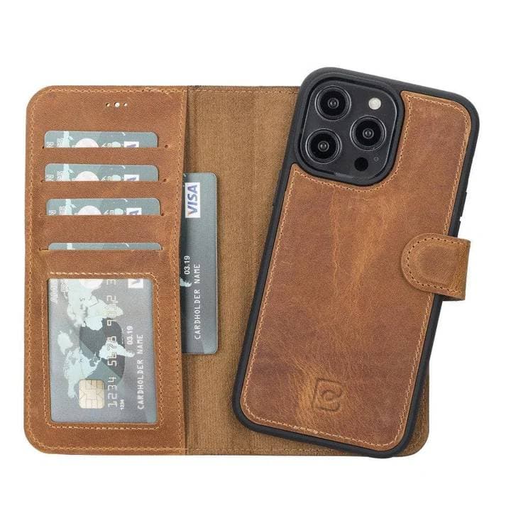 Apple iPhone 14 Series Leather Wallet Case / MWWN - Window Magic iPhone 14 Pro Max / ANTIC MOCCA Bouletta