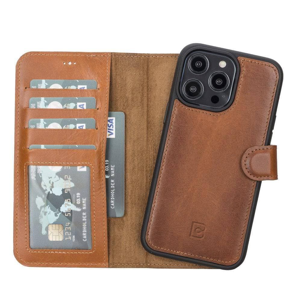 Apple iPhone 14 Series Leather Wallet Case / MWWN - Window Magic iPhone 14 Pro / BURNISHED RUSTIC TAN Bouletta