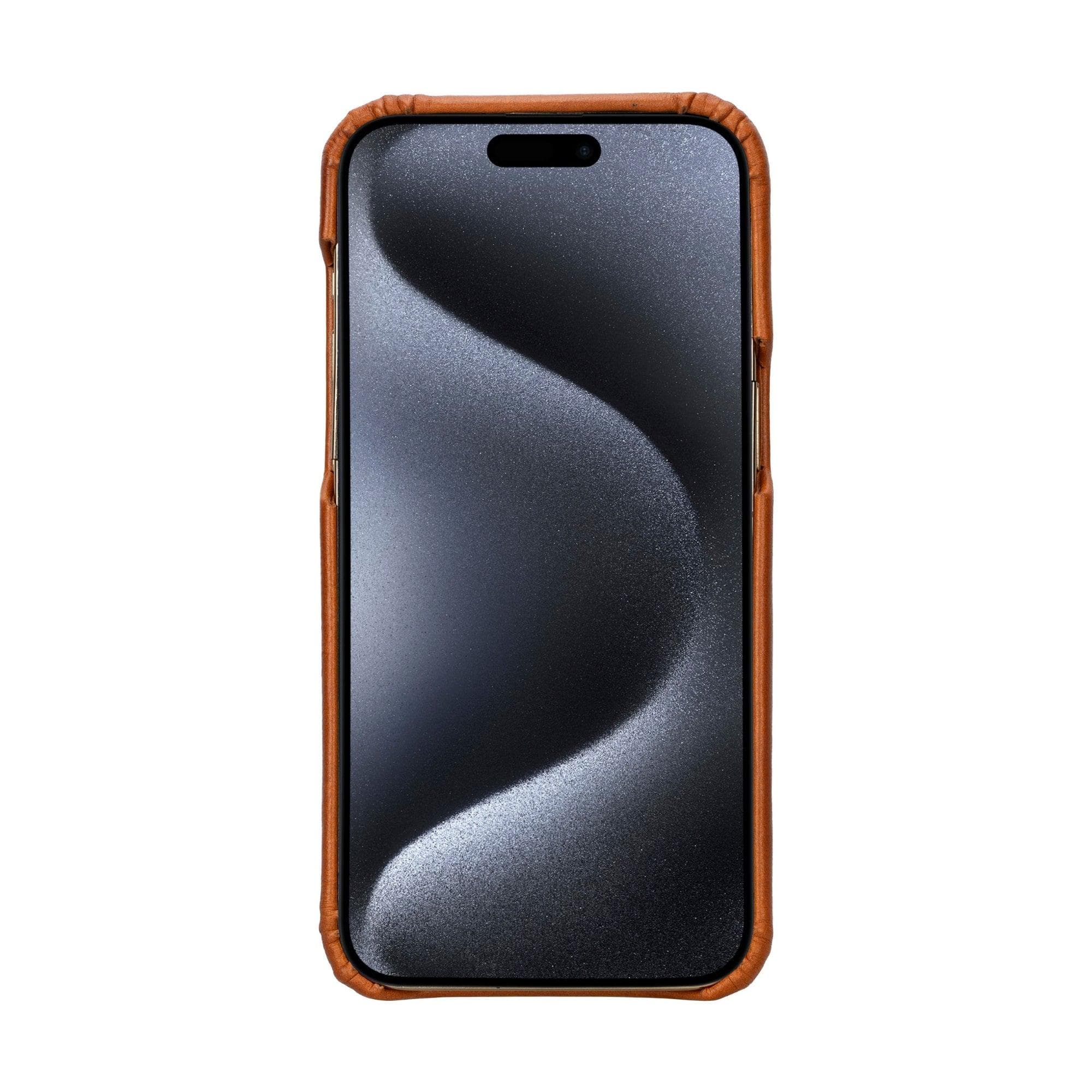 Leather iPhone 16 Pro Snap-On Cover Case Tan 3