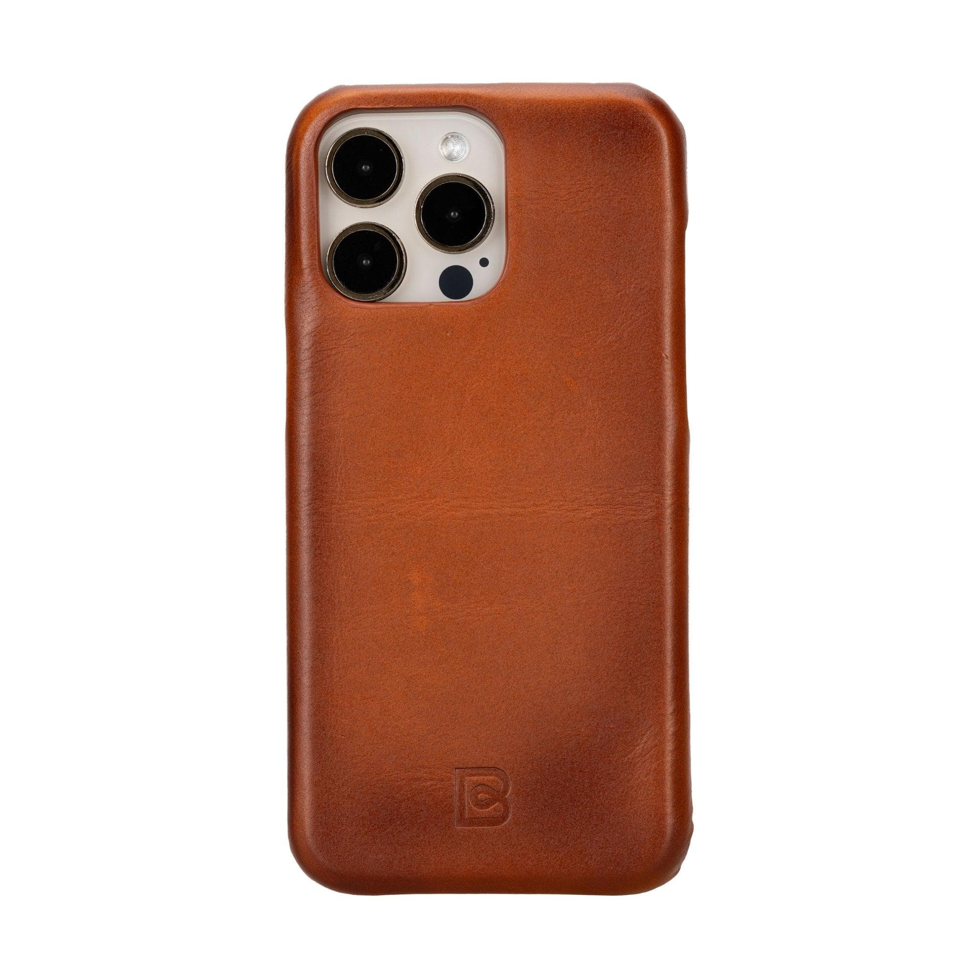 Leather iPhone 16 Pro Snap-On Cover Case Tan 1