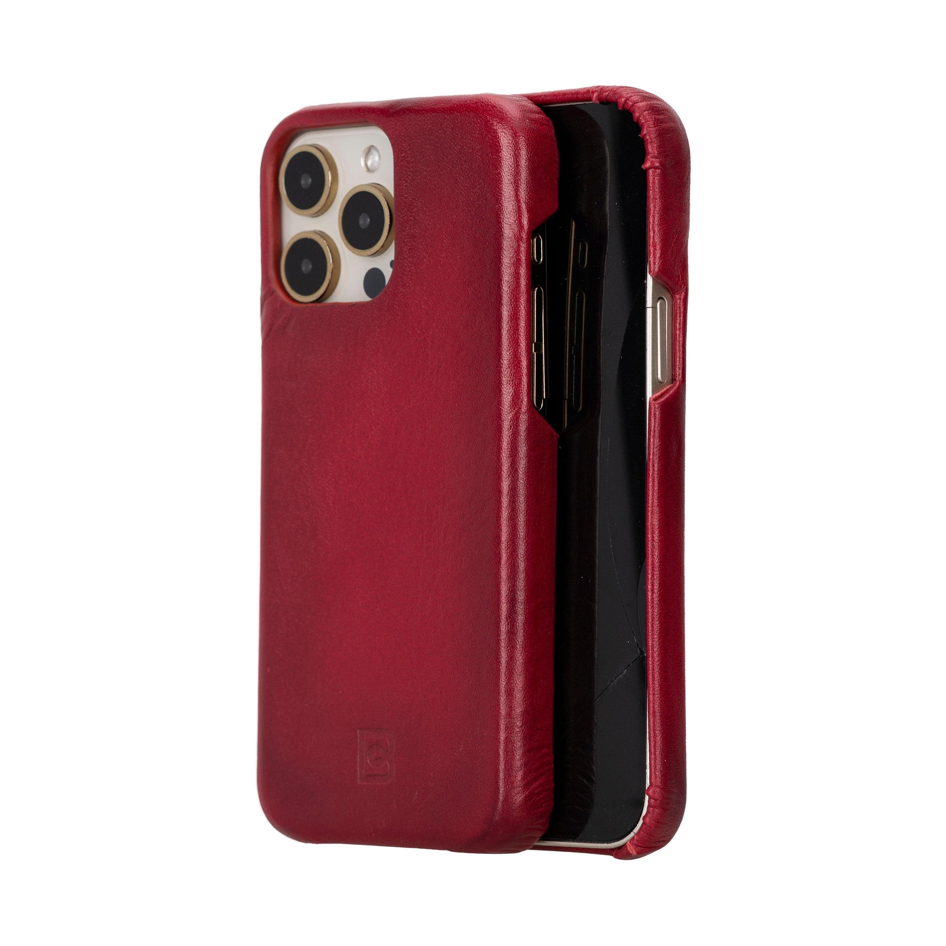 Apple iPhone 15 Series Full Leather Coating Back Cover iPhone 15 Pro Max / BURNISHED VEGETAL RED Bouletta