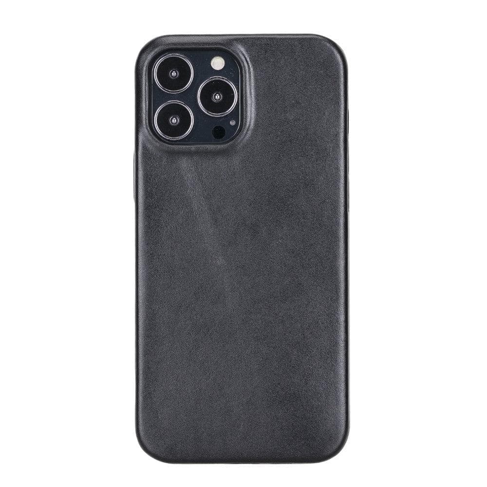 Rock Cover iPhone 14 Series Genuine Leather Case / RC - iPhone 14 Pro Max / RUSTIC BLACK