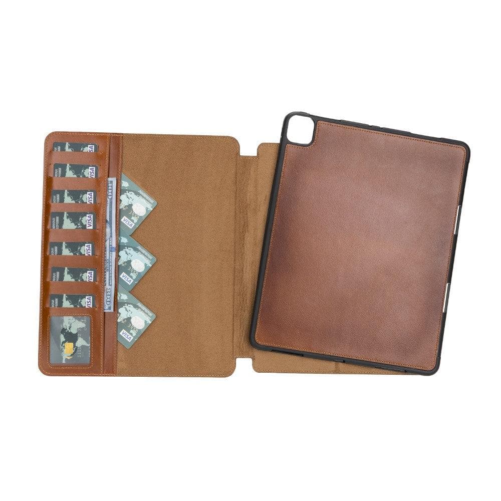 Eto iPad Series Genuine Leather Wallet Case - iPad Pro 11 2021 / BURNISHED RUSTIC TAN