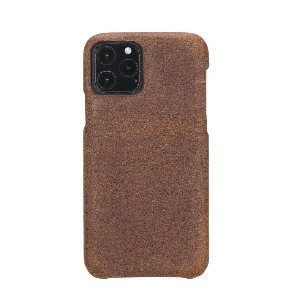 F360 iPhone 11 Series Full Genuine Leather Cover / F360 - iPhone 11 Pro Max / RUSTIC BLACK