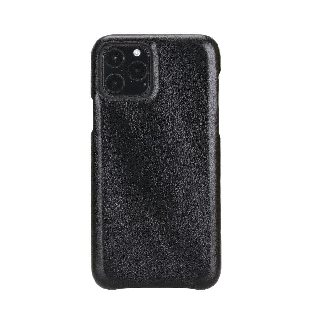 F360 iPhone 11 Series Full Genuine Leather Cover / F360 - iPhone 11 Pro Max / RUSTIC BLACK