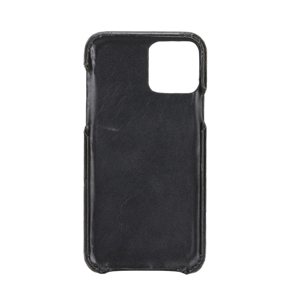 F360 iPhone 11 Series Full Genuine Leather Cover / F360 - iPhone 11 Pro Max / RUSTIC BLACK