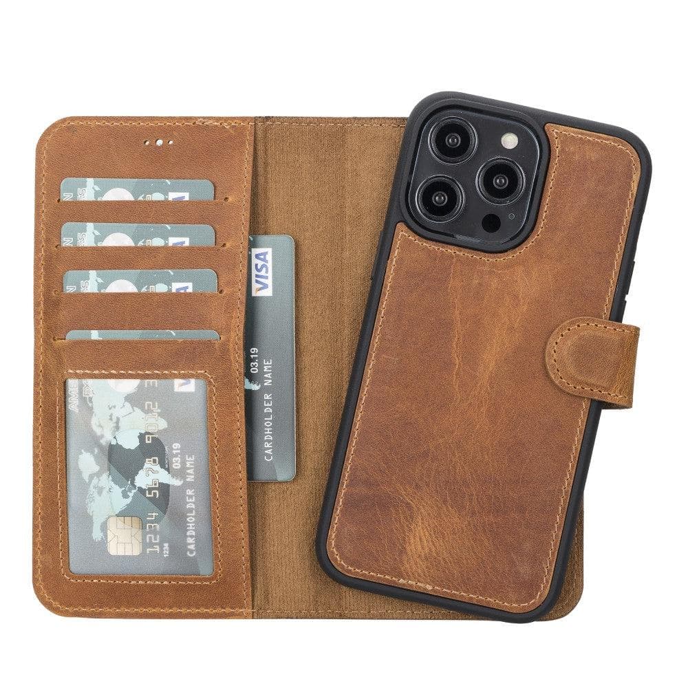 Magic iPhone 14 Series Detachable Genuine Leather Case / MW - iPhone 14 / BURNISHED RUSTIC TAN