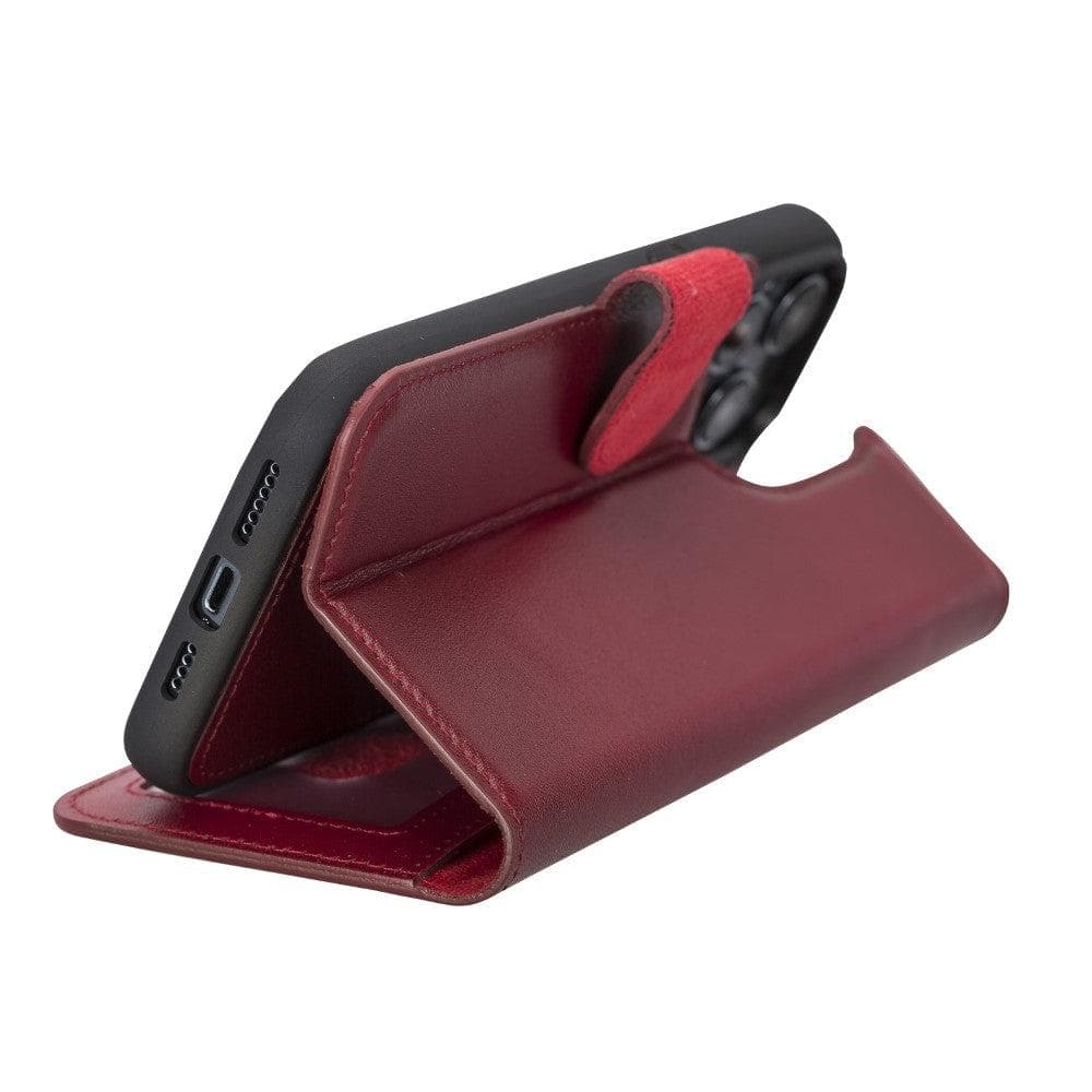 Magic iPhone 14 Series Detachable Genuine Leather Case / MW - iPhone 14 / BURNISHED VEGETAL RED