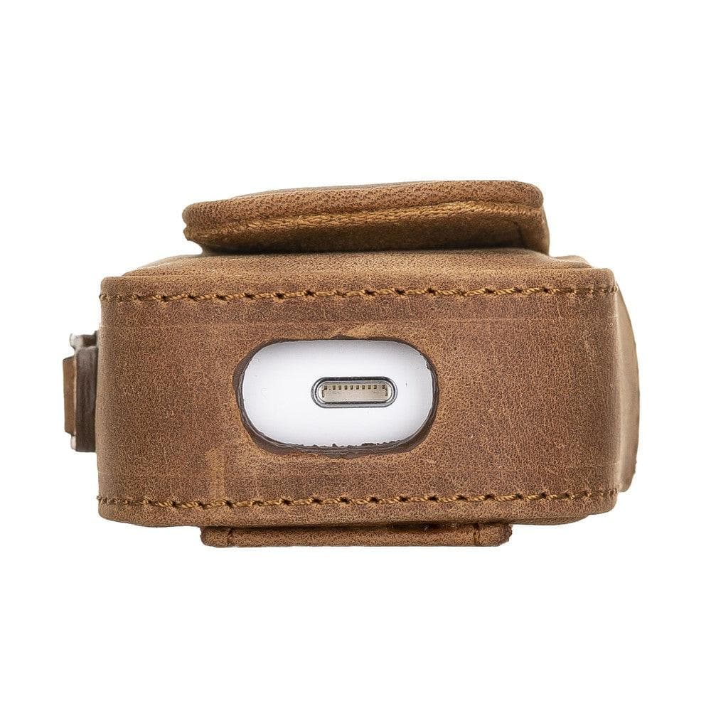 JOJO AirPods 1st and 2nd Generation Genuine Leather Case - ANTIC BROWN