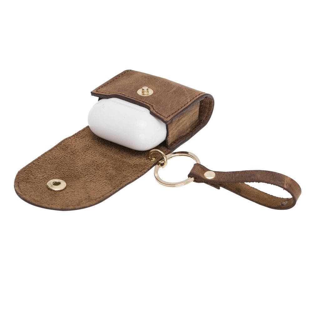 Mai Snap AirPods 3 and AirPods Pro Leather Case with Hook - Airpods 1/2 / Antic Tan