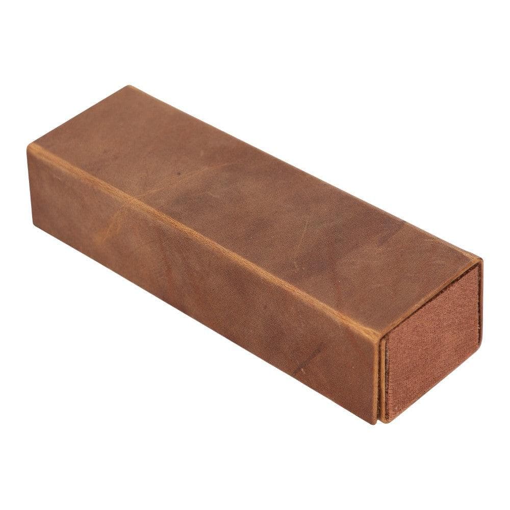 Clever Leather Glasses Case - Rustic Tan