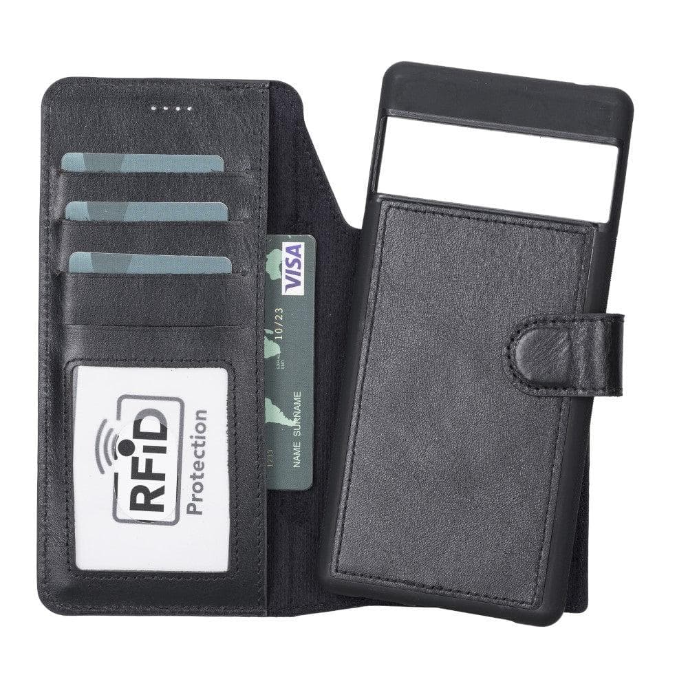 Google Pixel 6 and Google Pixel 5 Series Detachble Magnetic Wallet Leather Case - Google Pixel 6 / Black