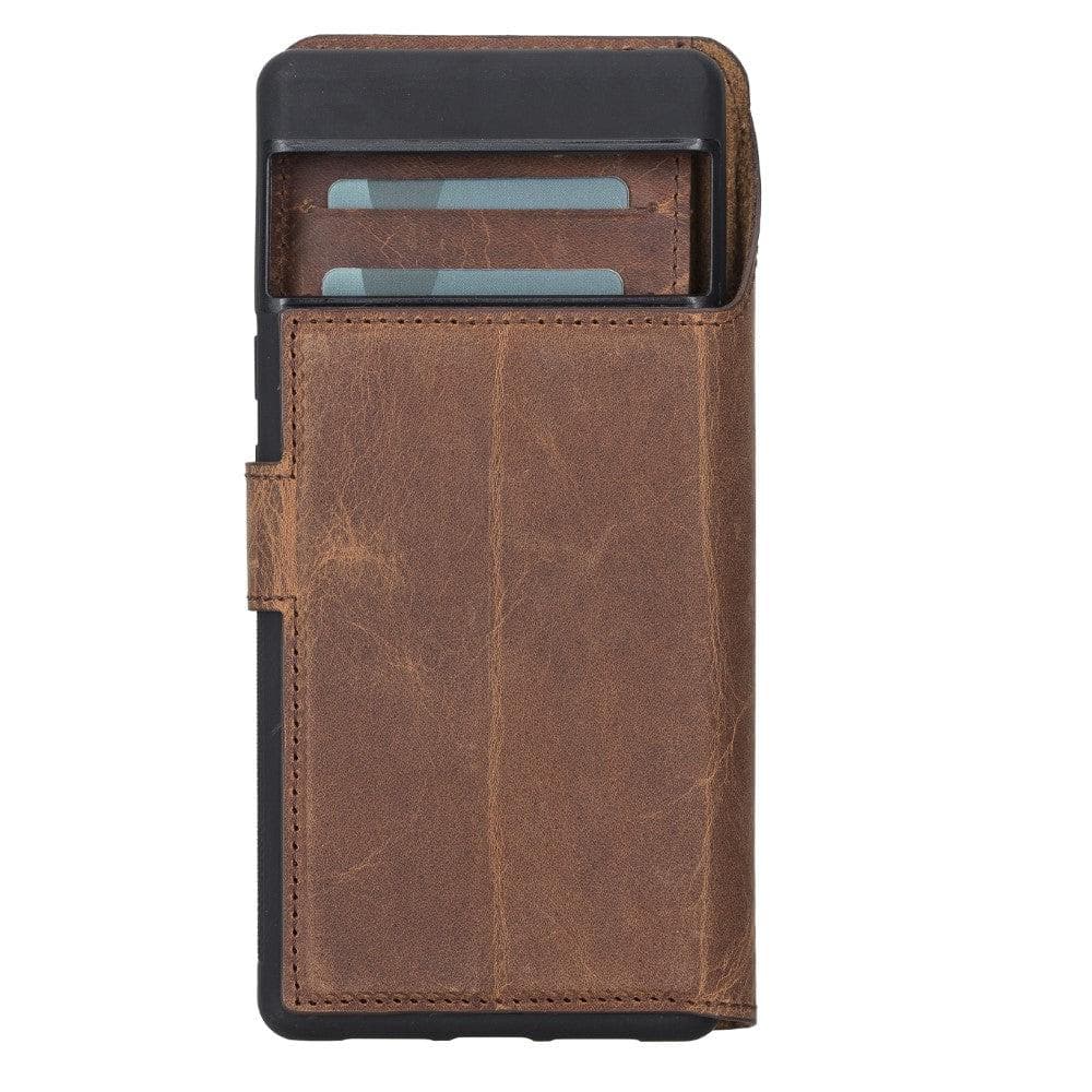 Google Pixel 6 and Google Pixel 5 Series Detachble Magnetic Wallet Leather Case - Google Pixel 5 / Brown