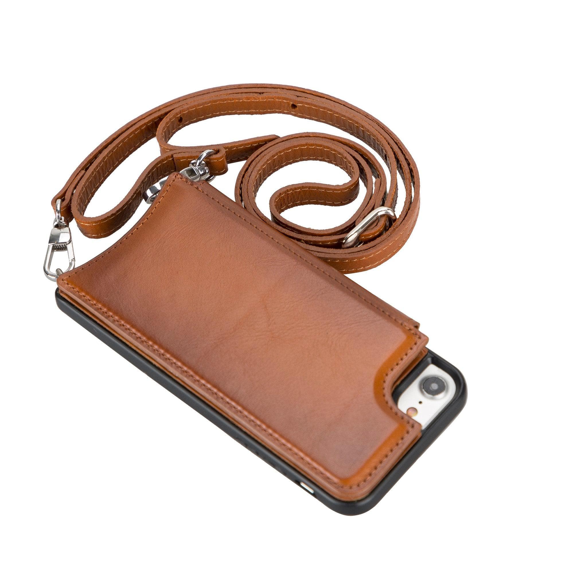 Saff iPhone SE/8/7 Series Genuine Leather Case with Strap - SAFF UFW - BURNISHED RUSTIC TAN