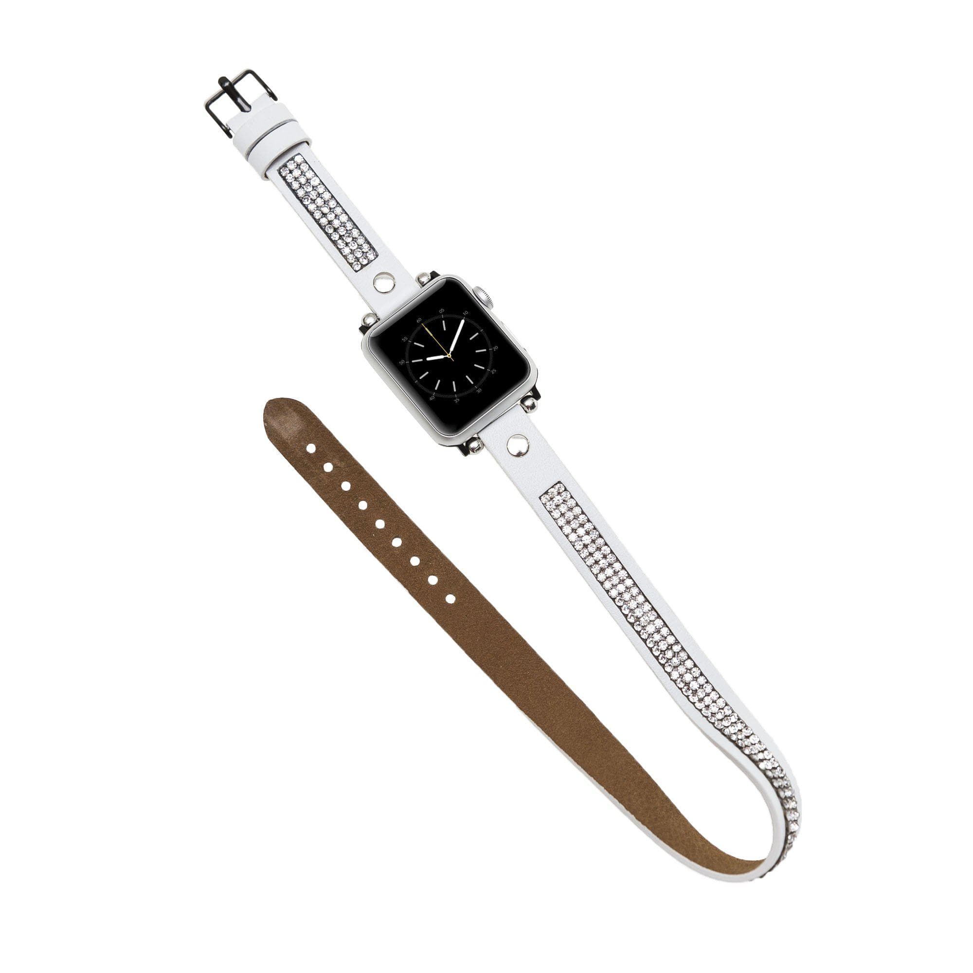 Crystal Double Tour Leather Apple Watch Band