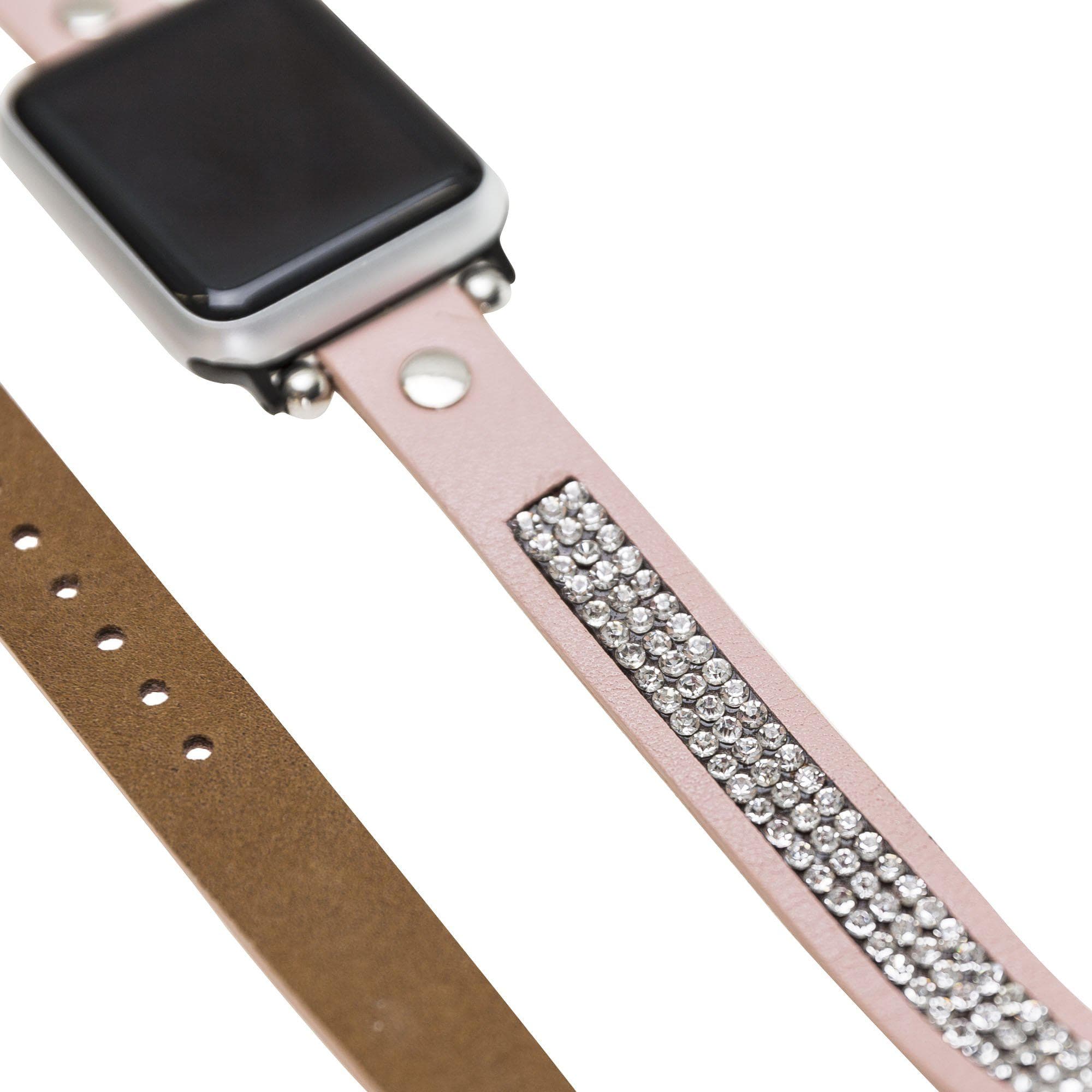 Crystal Double Tour Leather Apple Watch Band