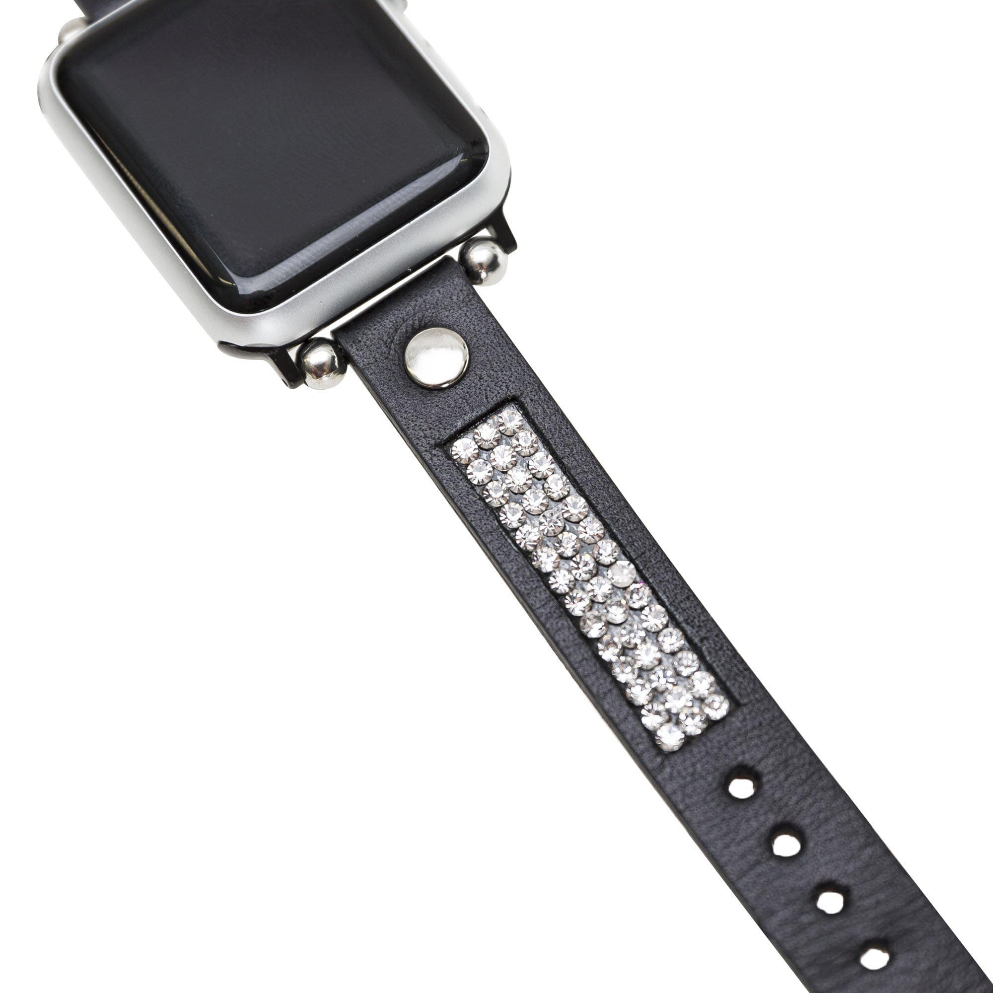 Crystal Double Tour Leather Apple Watch Band