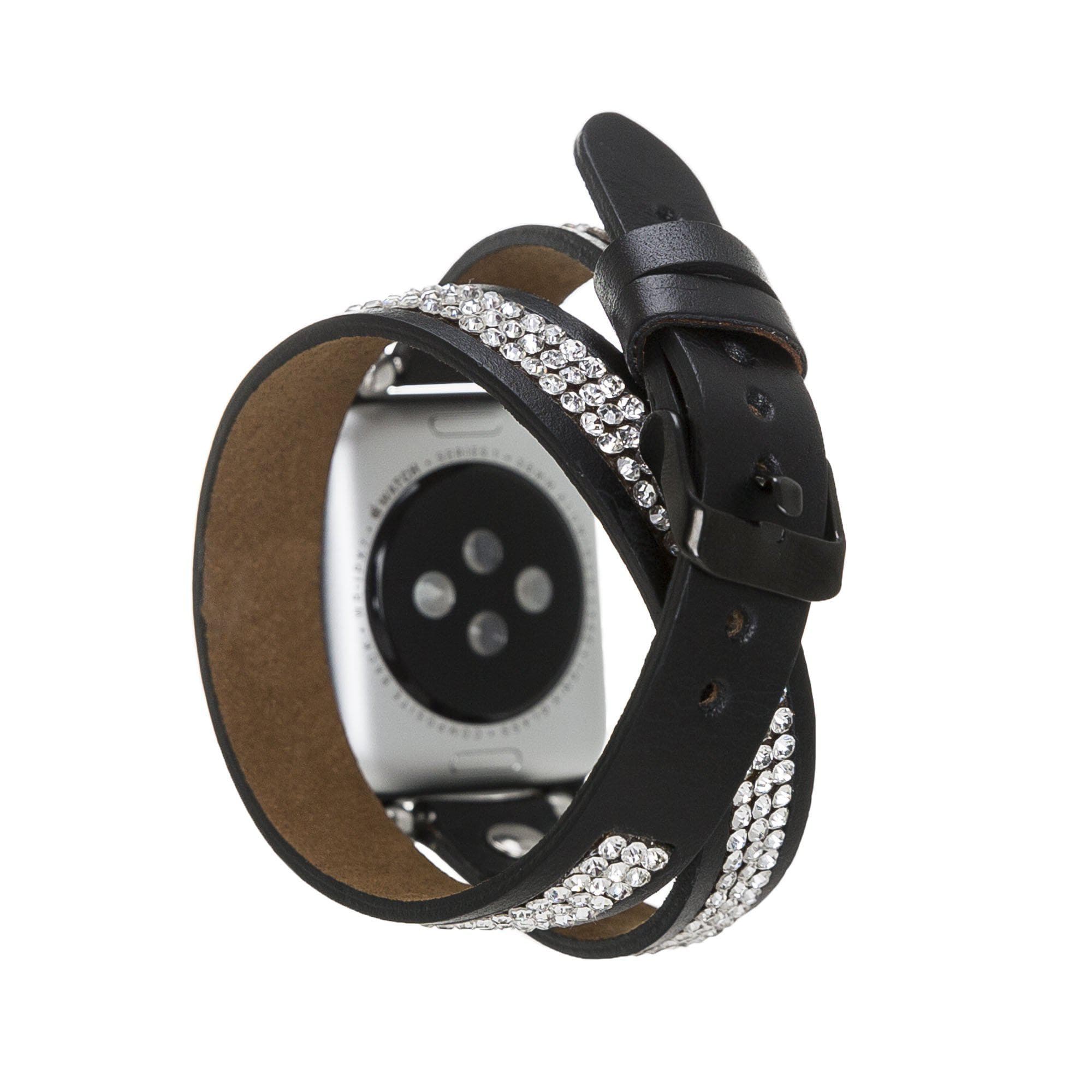 Crystal Double Tour Leather Apple Watch Band