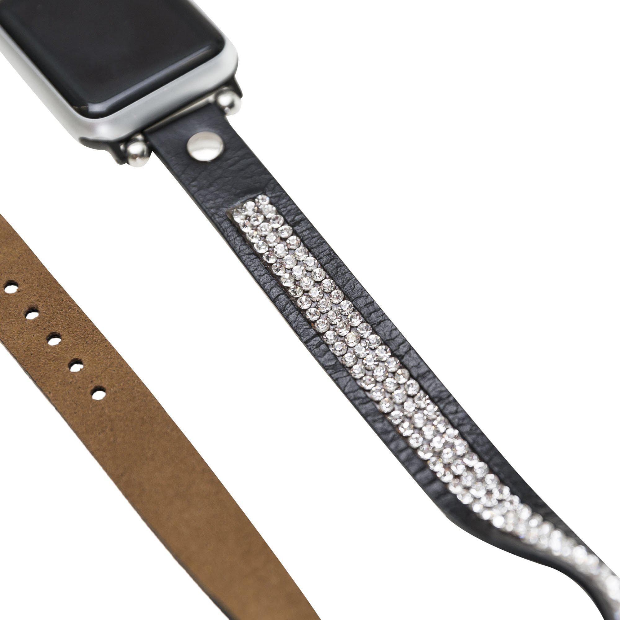 Crystal Double Tour Leather Apple Watch Band