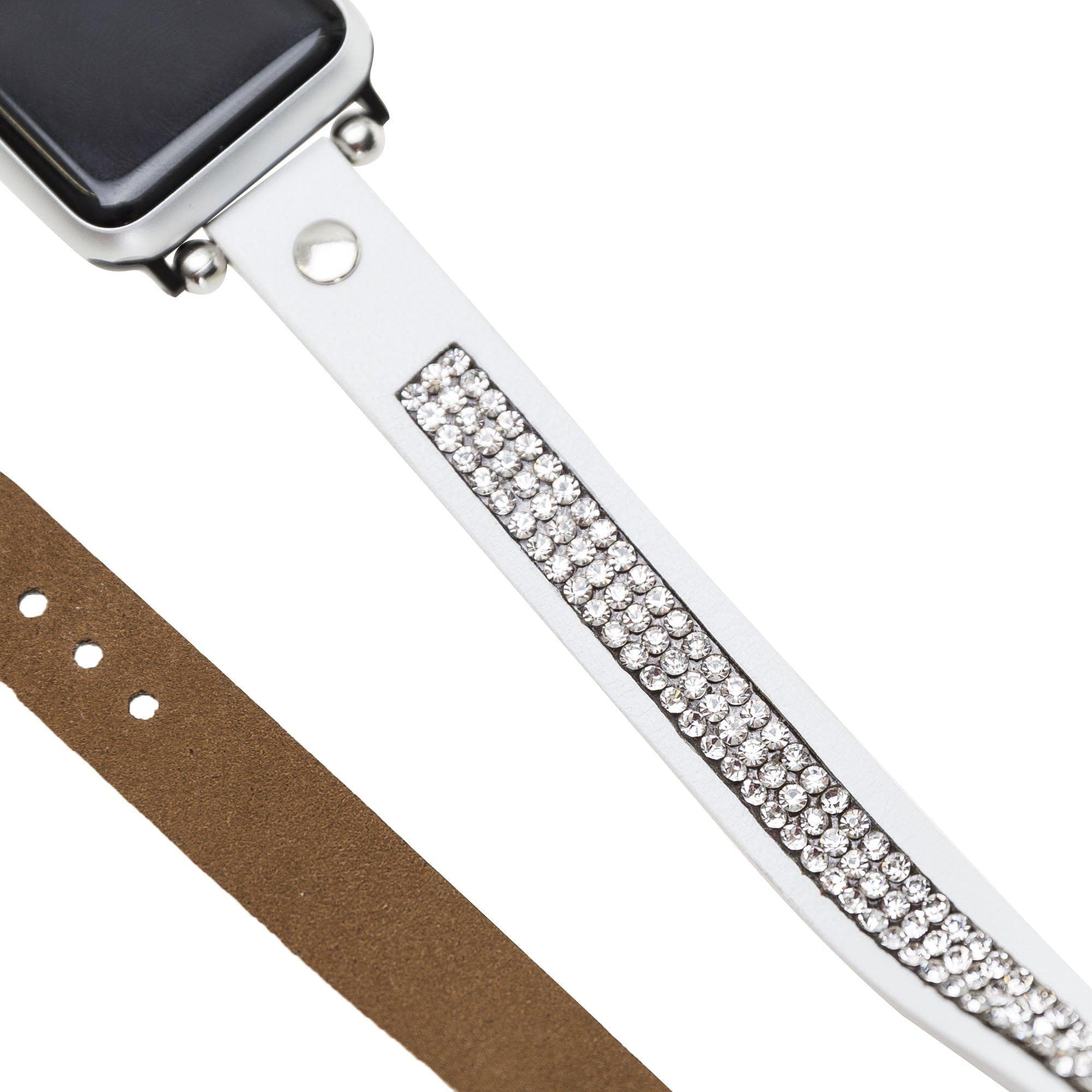 Crystal Double Tour Leather Apple Watch Band