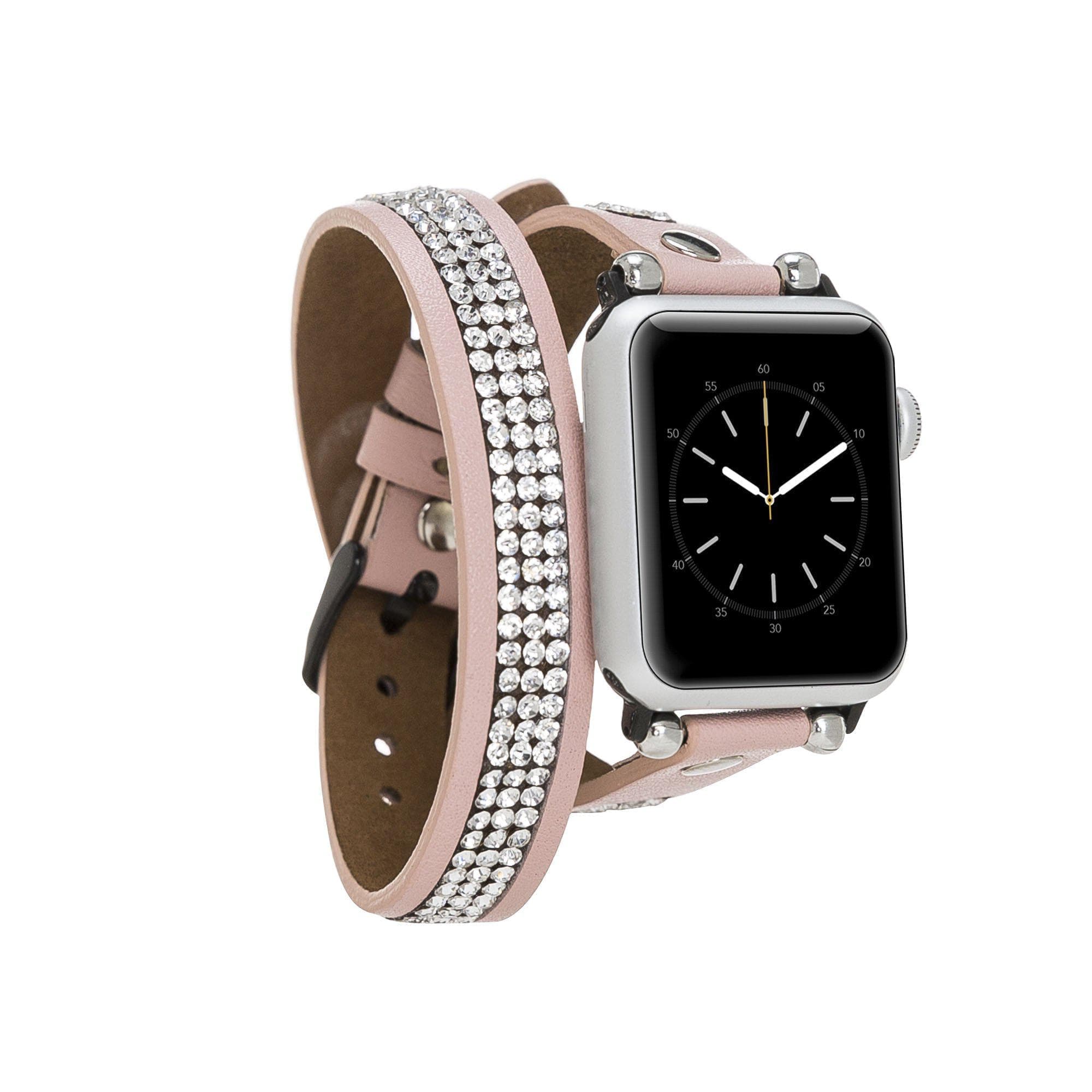 Crystal Double Tour Leather Apple Watch Band