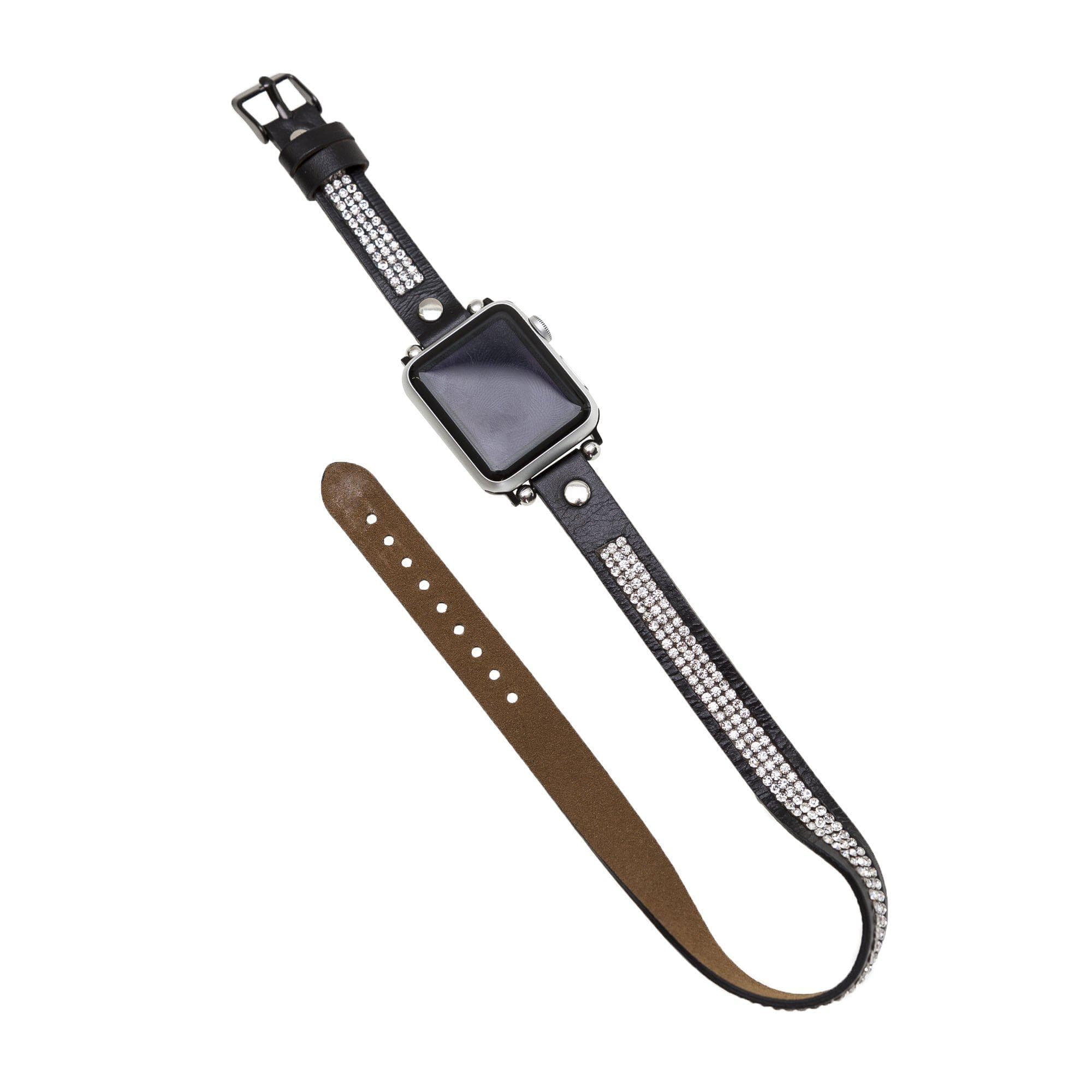 Crystal Double Tour Leather Apple Watch Band