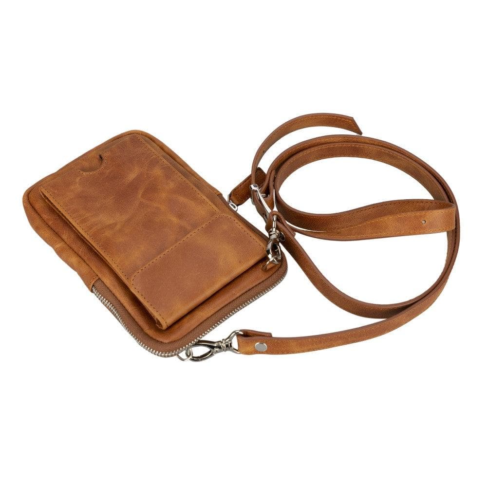 Nino Genuine Leather Crossbody Bag - Brown