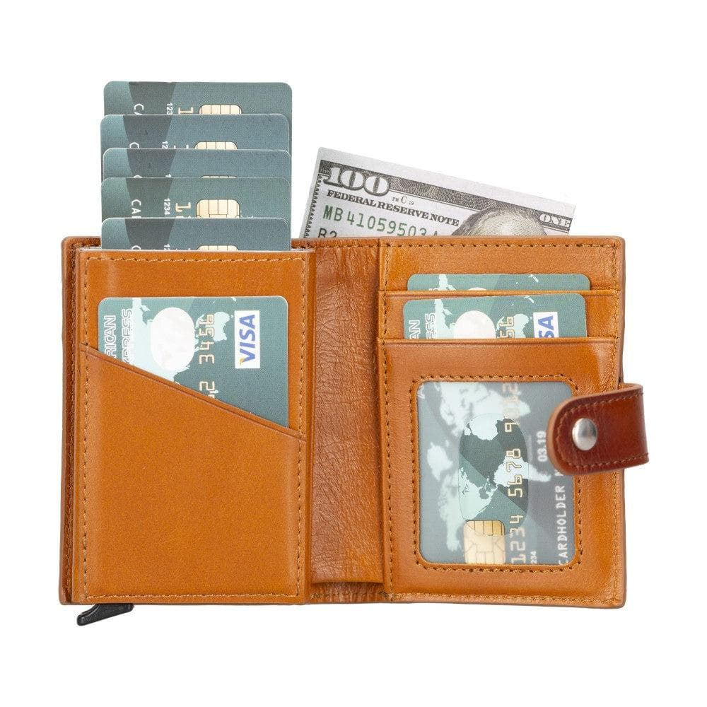 Palertag Leather Mechanical Card Holder - Tan