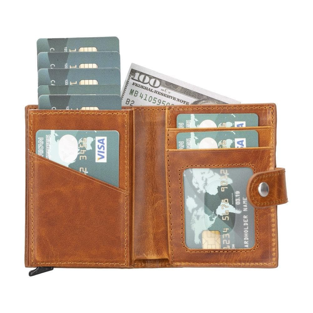 Palertag Leather Mechanical Card Holder - Tan