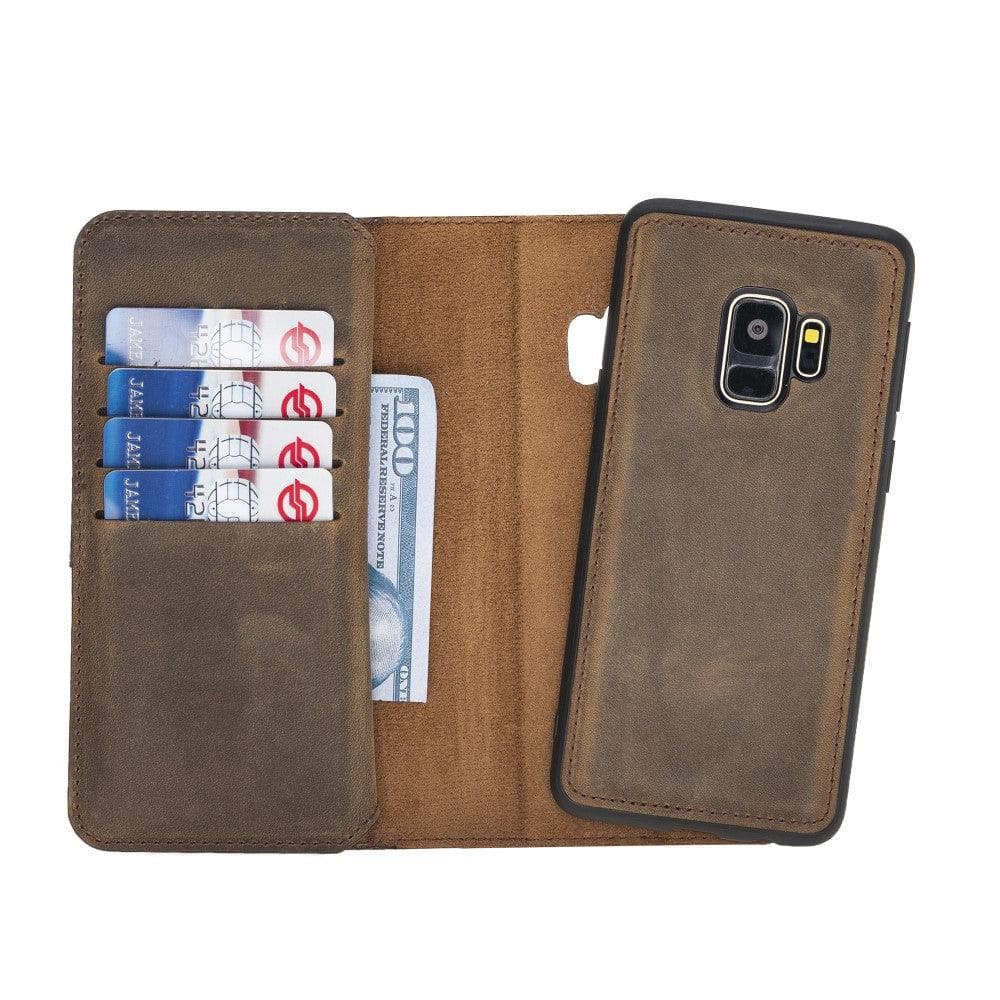 Double Magic Wallet Samsung Galaxy S9 Genuine Leather Case - DMW - Samsung Galaxy S9 / ANTIC DARK BROWN