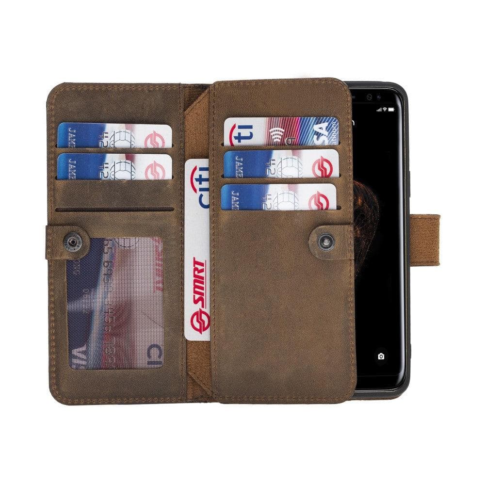 Double Magic Wallet Samsung Galaxy S9 Genuine Leather Case - DMW - Samsung Galaxy S9 / ANTIC DARK BROWN