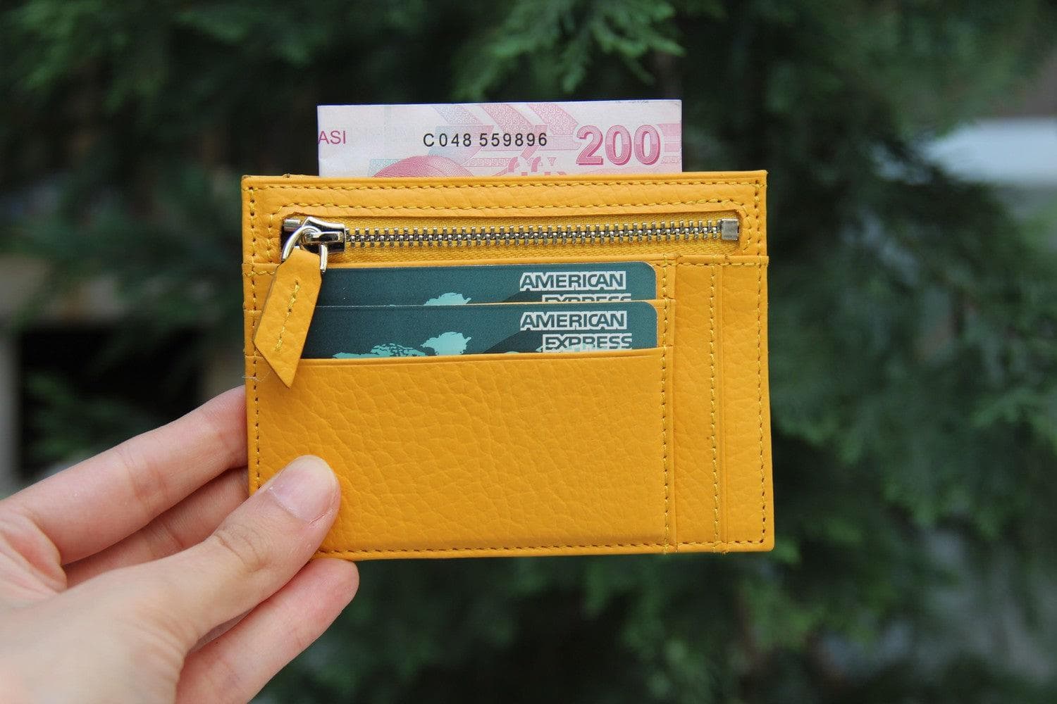 Zip Genuine Leather Card Holder