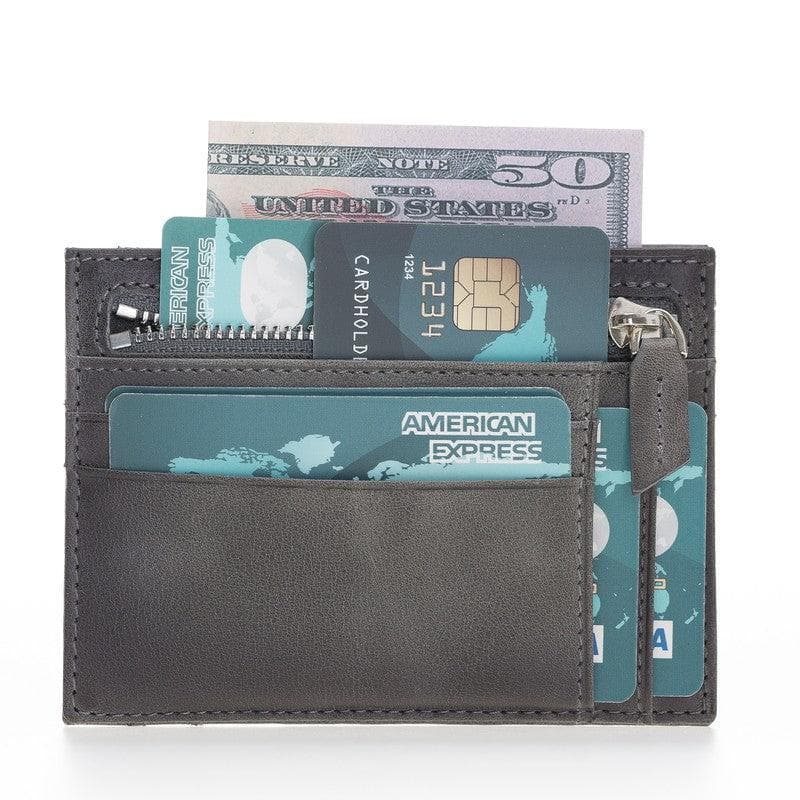 Zip Genuine Leather Card Holder