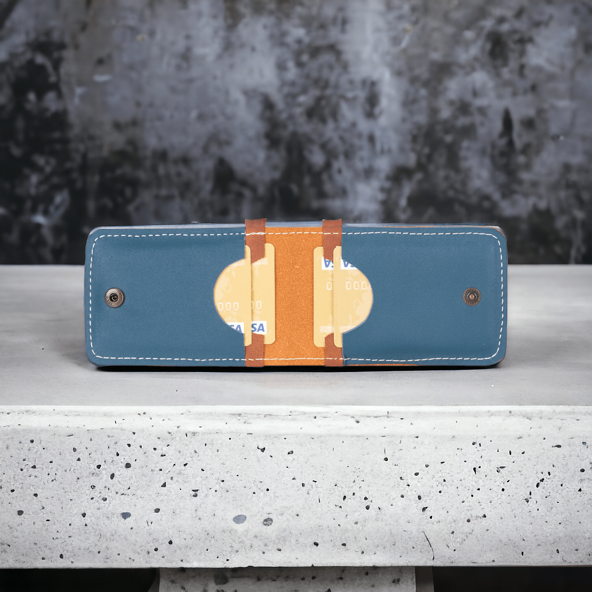 Bella Leather Card Holder Blue Bouletta