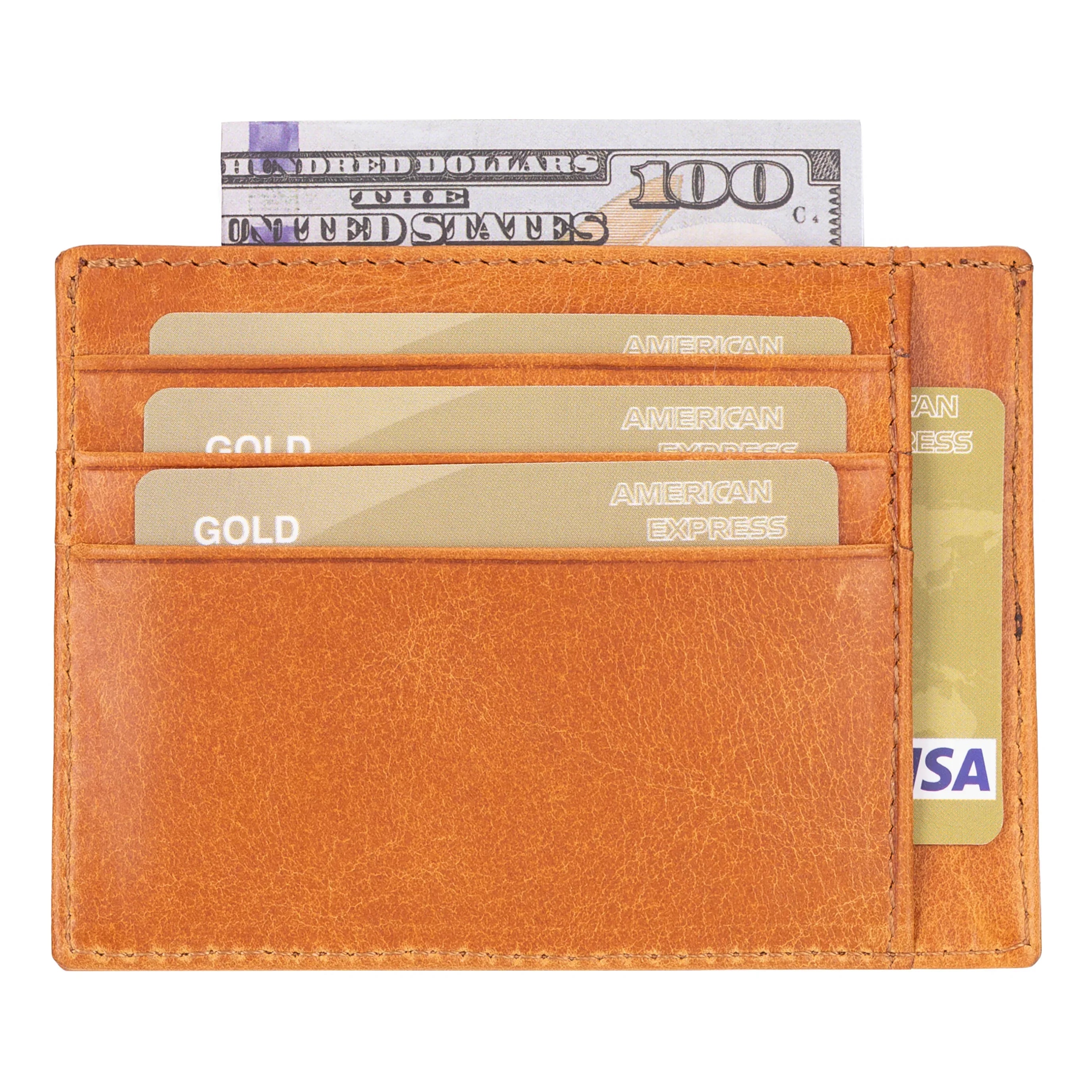 BLW18 Card Holder Leather Golden Brown Bouletta