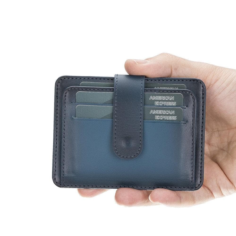 BLW19 Leather Card Holder Blue Bouletta