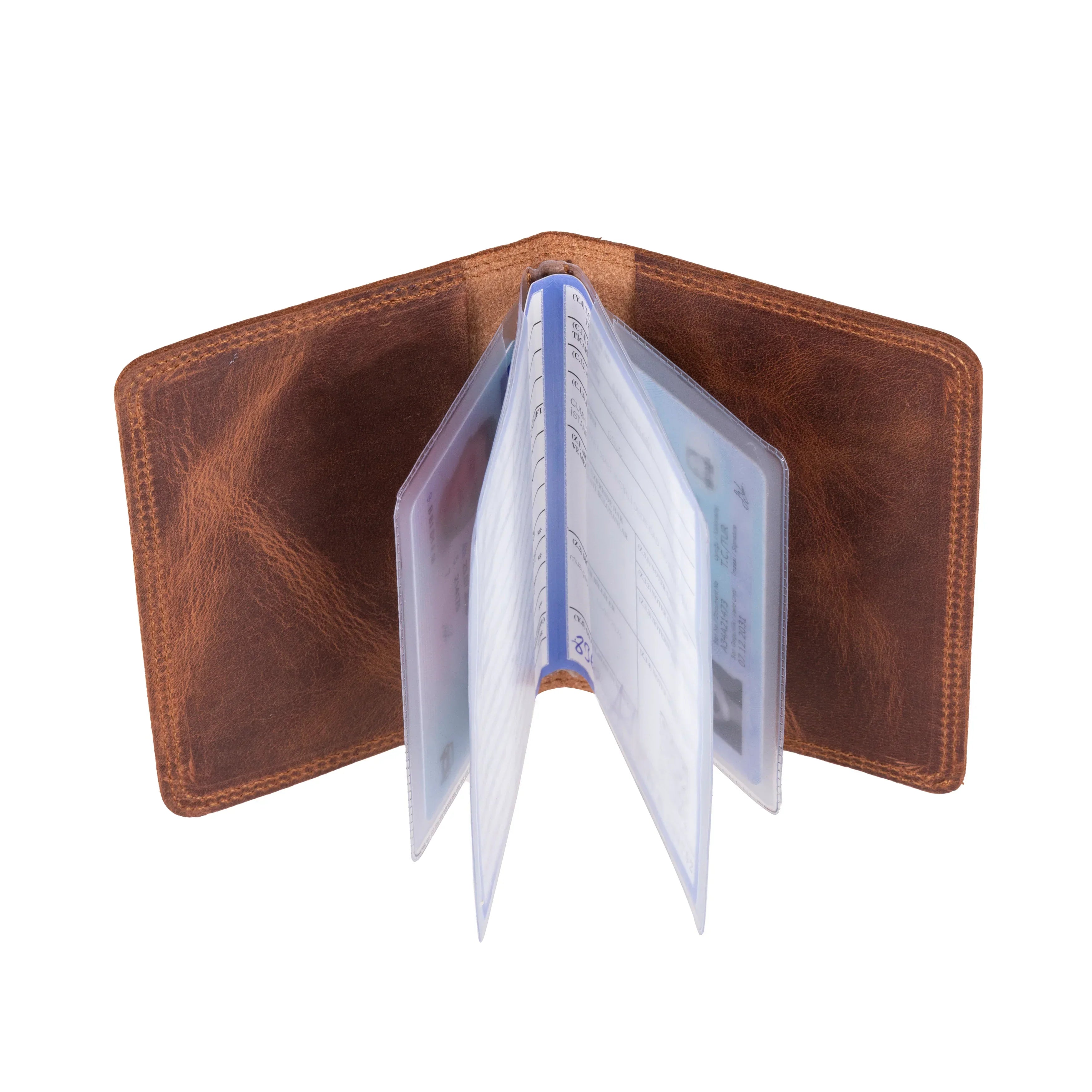 Carvan Leather License Registration Holder Saddle Brown Bouletta