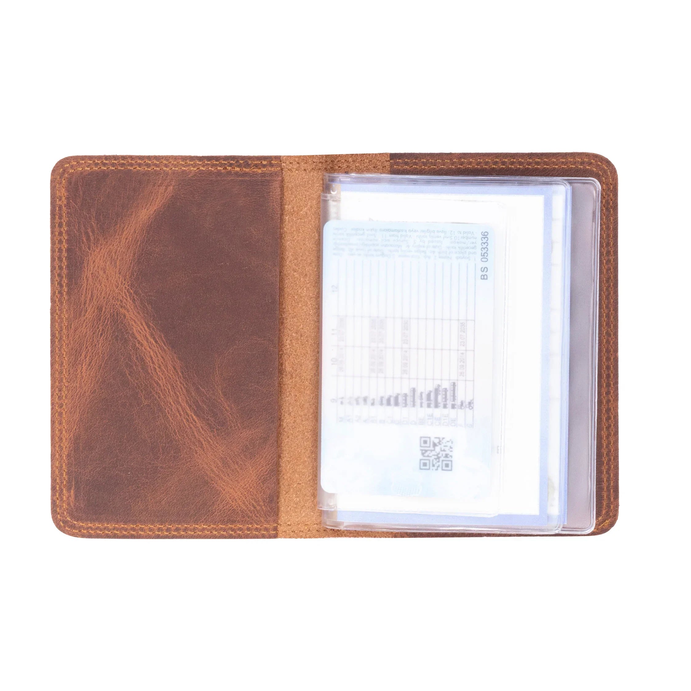 Carvan Leather License Registration Holder Saddle Brown Bouletta