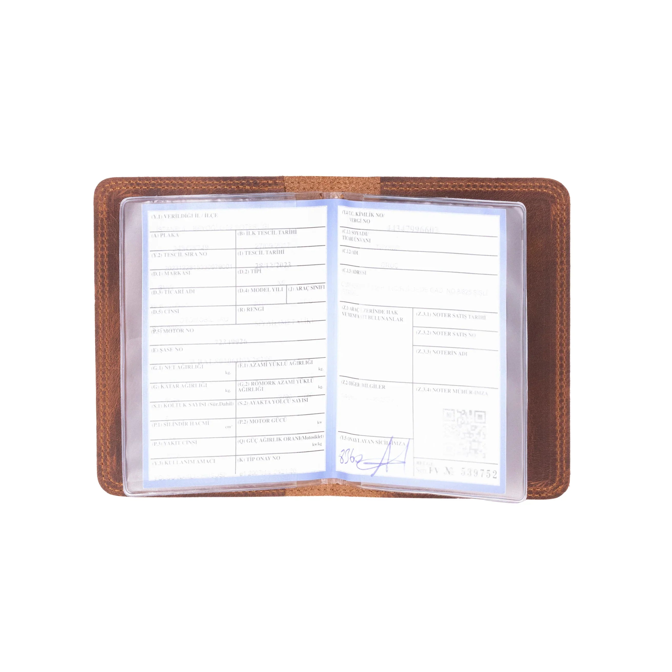 Carvan Leather License Registration Holder Saddle Brown Bouletta