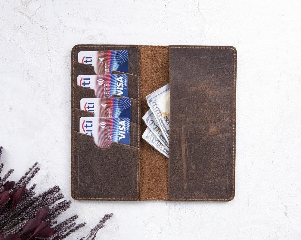 Checkbook Leather Wallet Saddle Brown Bouletta