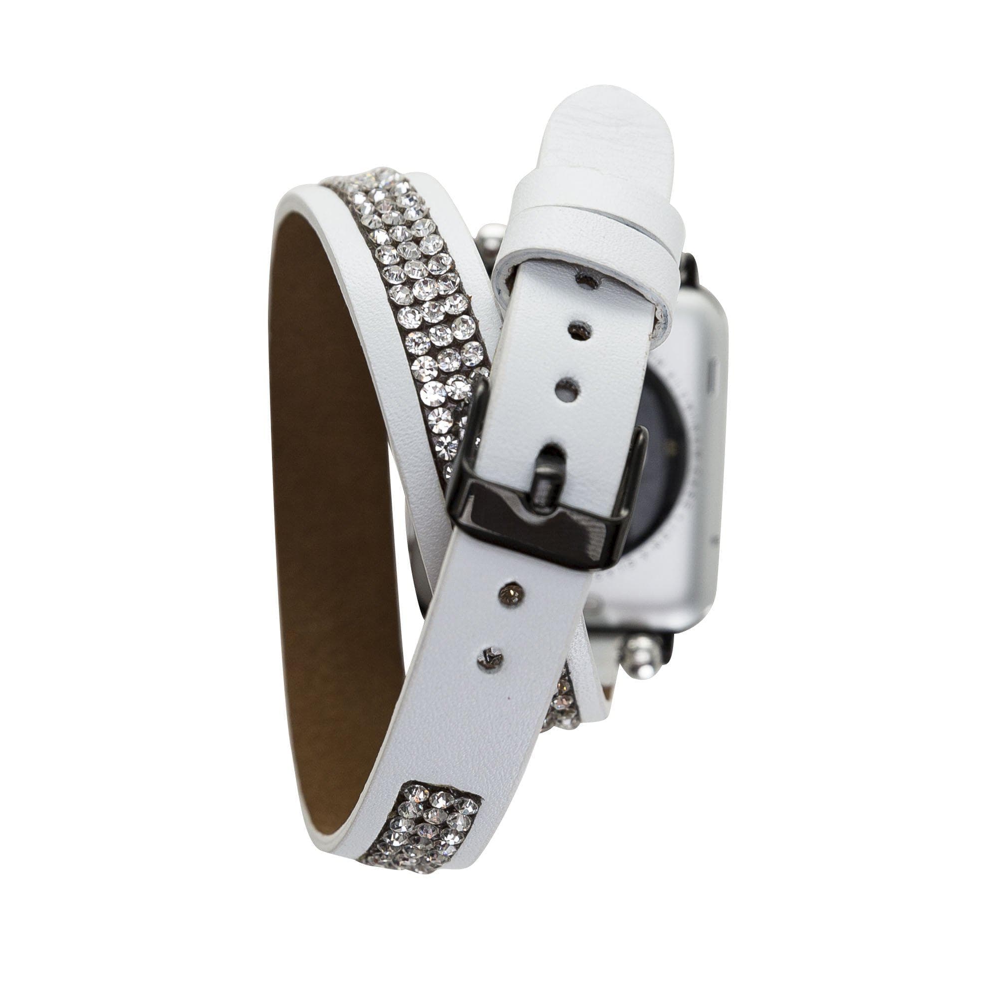 Crystal Double Tour Leather Apple Watch Band Bouletta