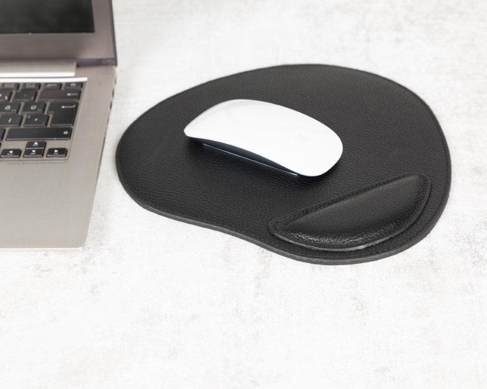 Cushioned Genuine Leather Mouse Pad Black Bouletta