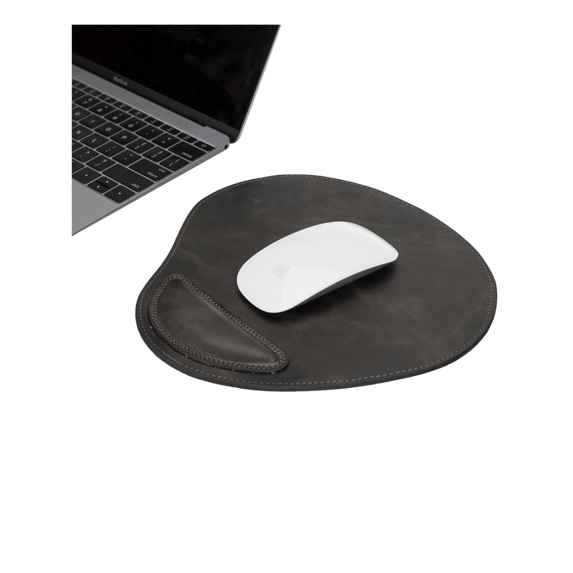 Cushioned Genuine Leather Mouse Pad Charcoal Bouletta