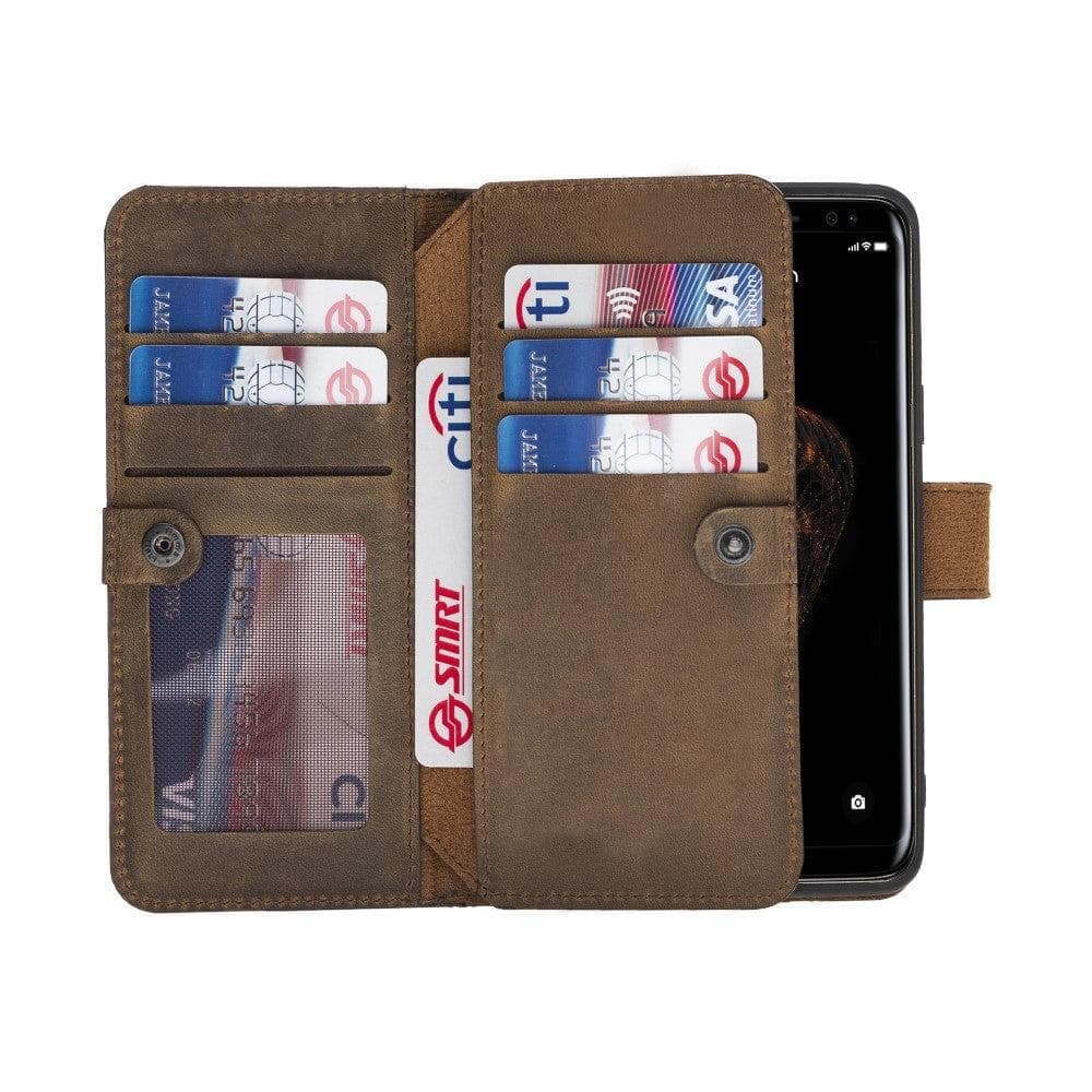 Double Magic Wallet Samsung Galaxy S9 Genuine Leather Case - DMW - Samsung Galaxy S9 / ANTIC DARK BROWN Bouletta