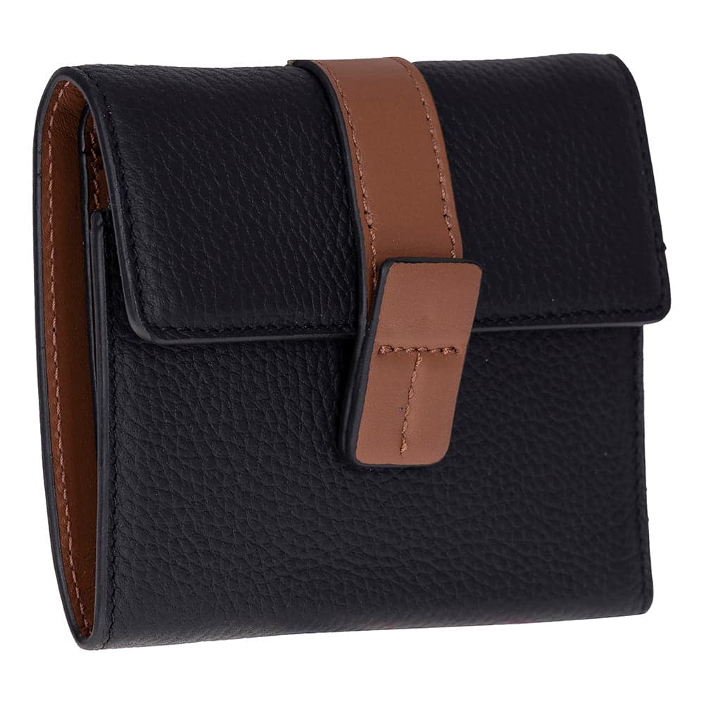 Elba Leather Women's Wallet Black Tan Band Bouletta