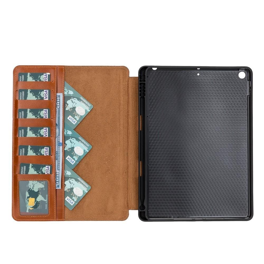 Eto iPad 10.2" Leather Wallet Case Tan Bouletta