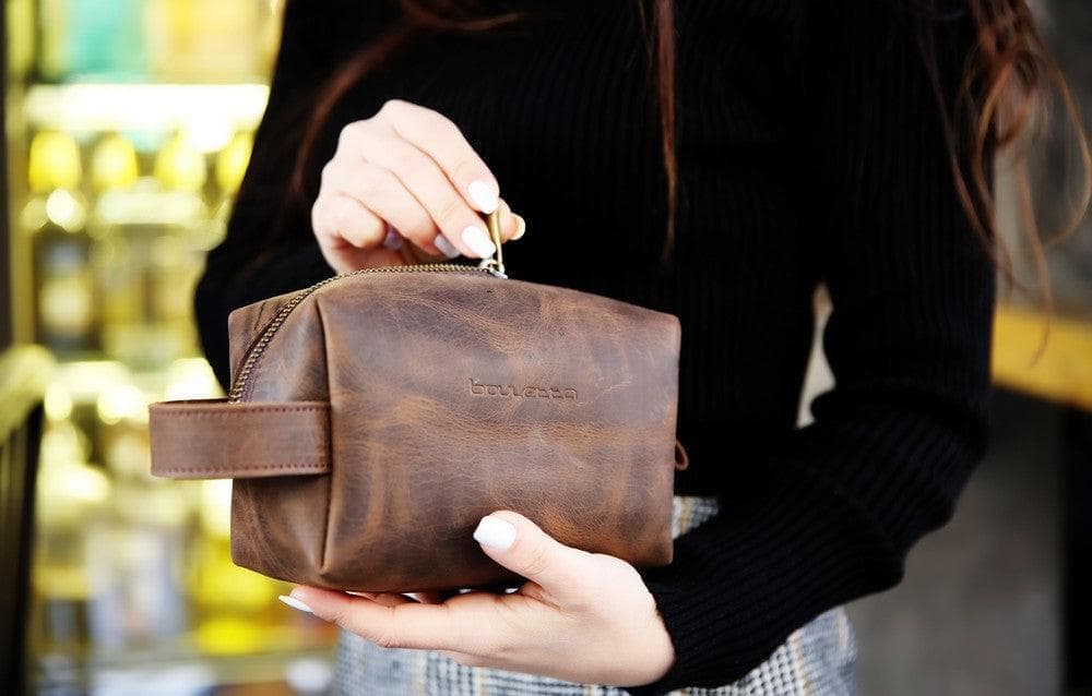 Eve Leather Dopp Kit Dark Gray Bouletta