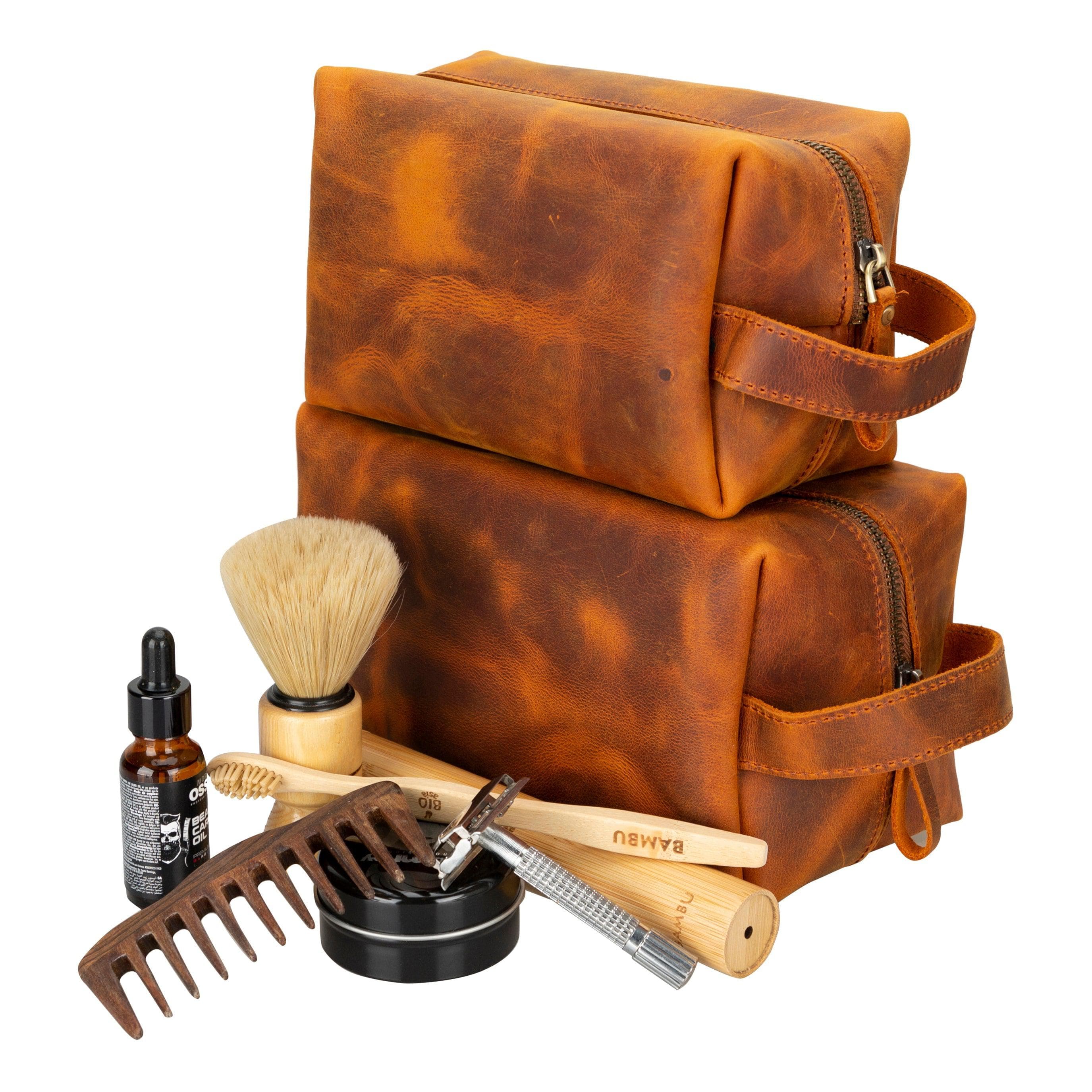 Eve Leather Dopp Kit, Large Sandy Goldenrod Bouletta