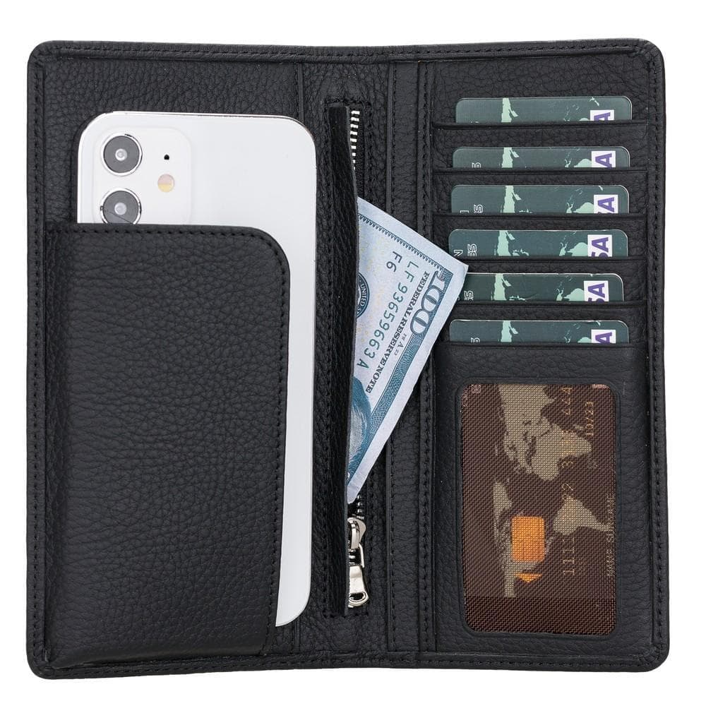 Evra Universal Genuine Leather Wallet Pebble Black Bouletta